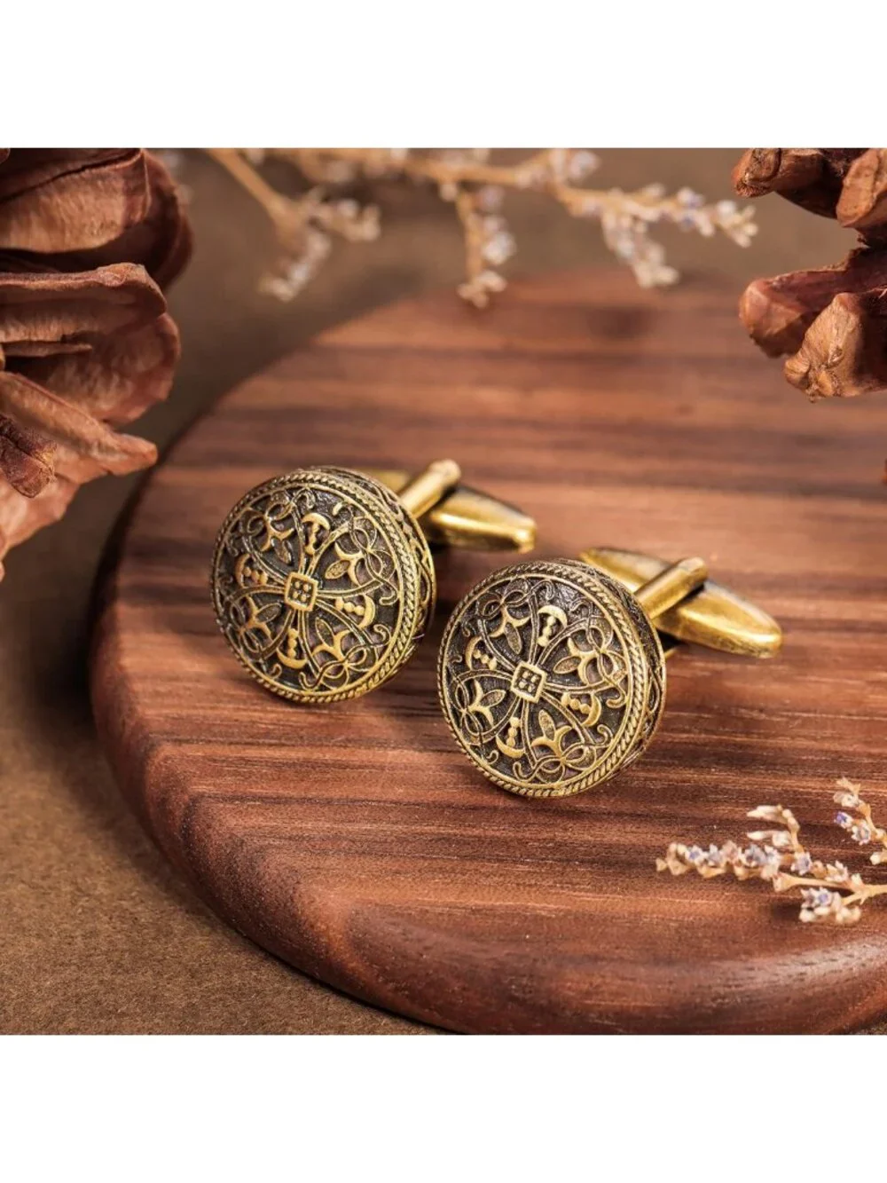 Elegant Gold Cufflinks & Tuxedo Studs Set for Men - Perfect Gift for Weddings